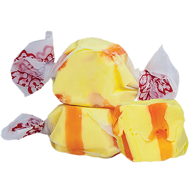 Banana Taffy - Taffy Town banana salt water taffy candy with yellow whipped layers and classic fruit flavor